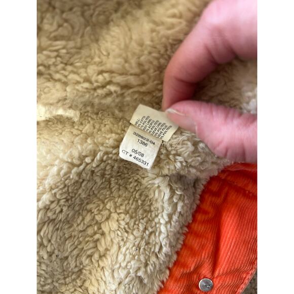 Vintage Y2K GAP Orange Corduroy Sherpa Lined Trucker Jacket Women's XL Grunge - Picture 12 of 14